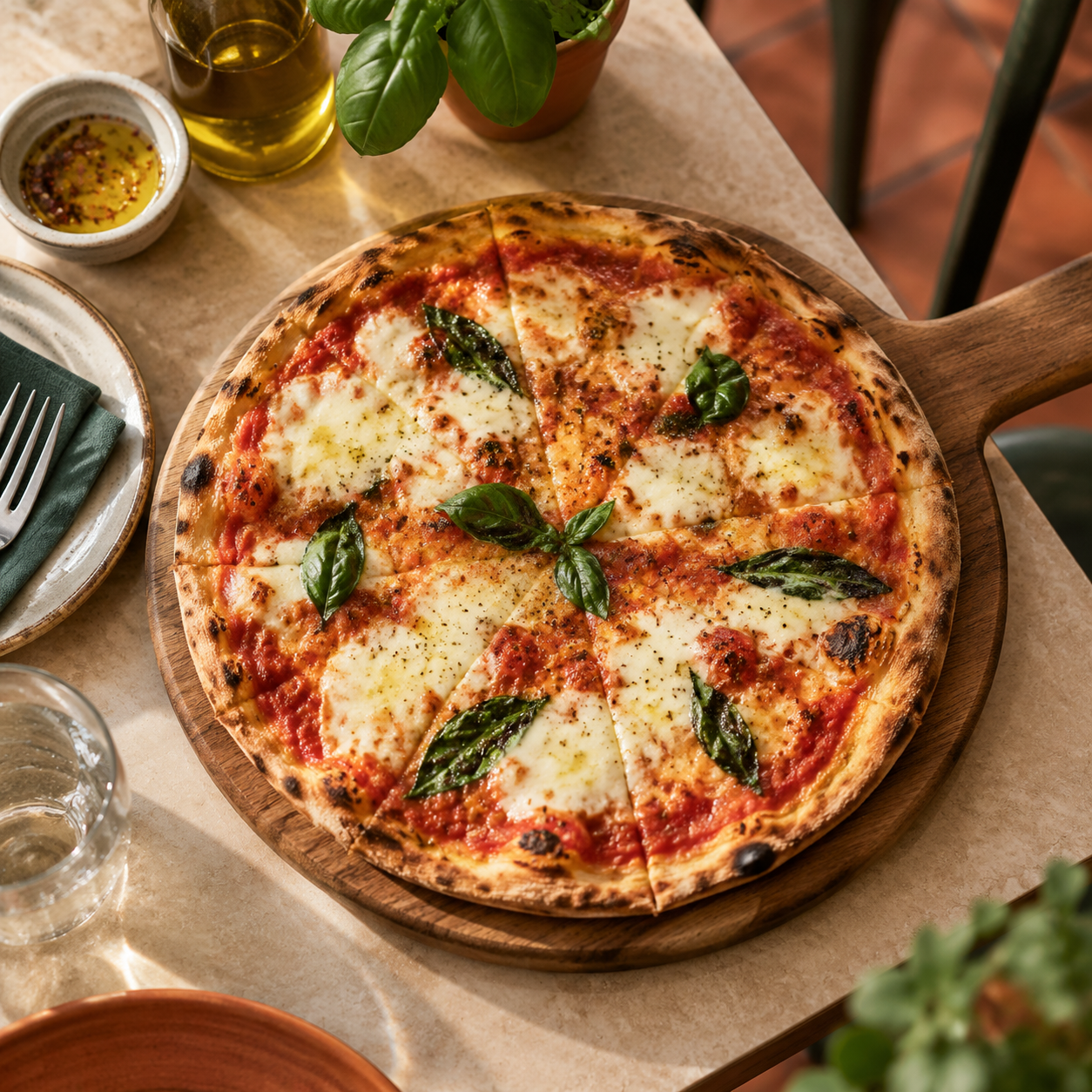 Stone-baked pizza