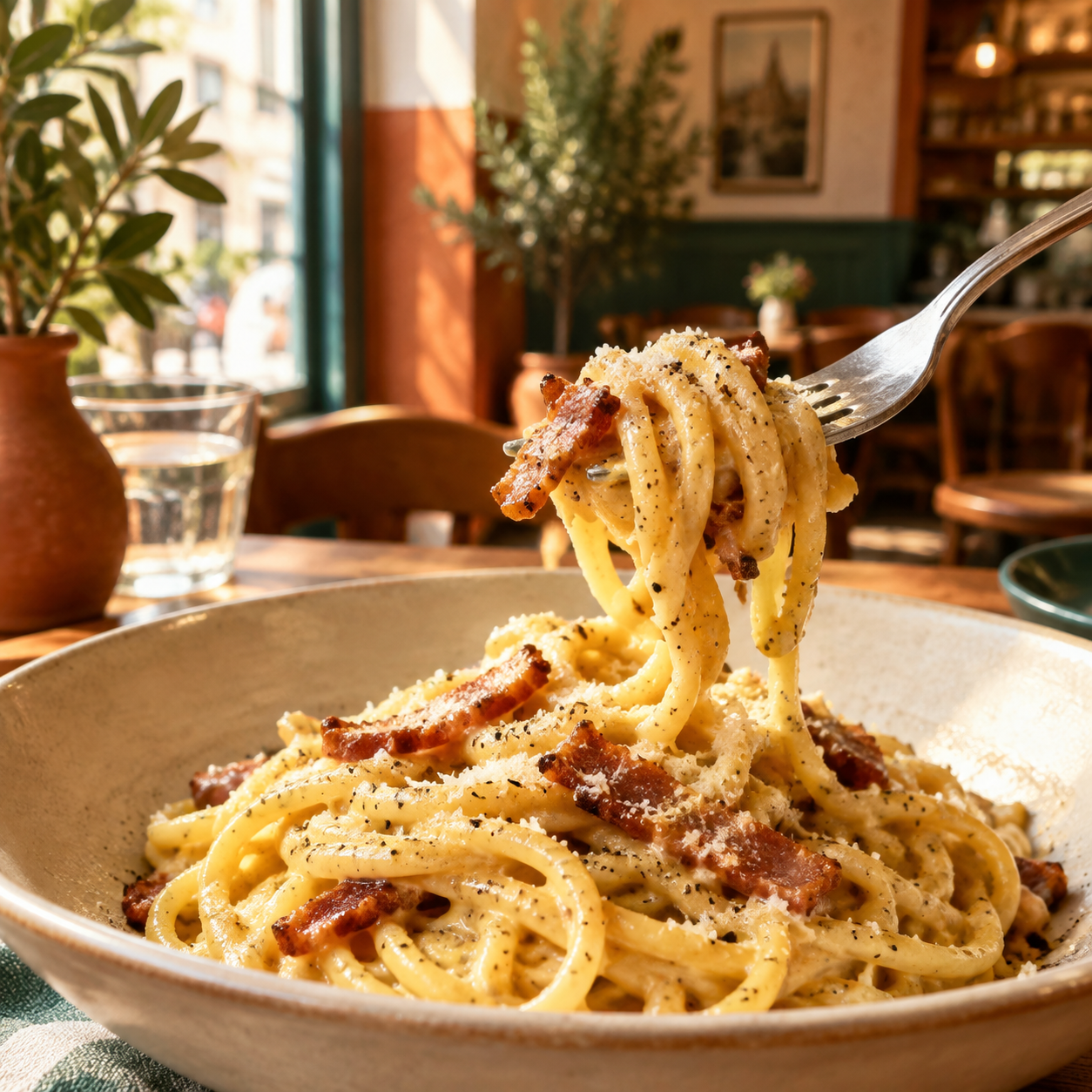 Fresh pasta served at the table